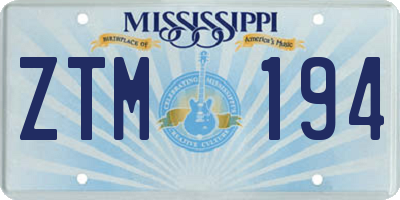 MS license plate ZTM194