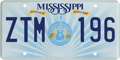 MS license plate ZTM196