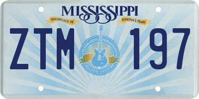 MS license plate ZTM197