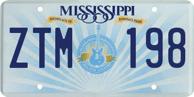 MS license plate ZTM198