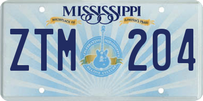 MS license plate ZTM204
