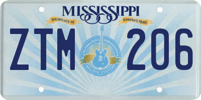 MS license plate ZTM206