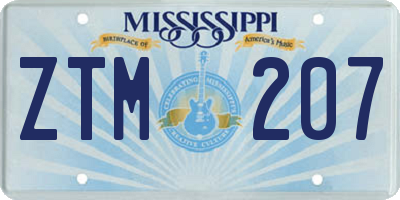 MS license plate ZTM207