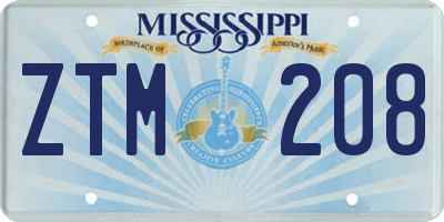 MS license plate ZTM208