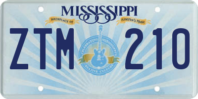 MS license plate ZTM210