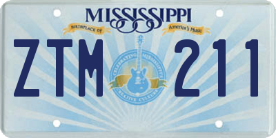 MS license plate ZTM211