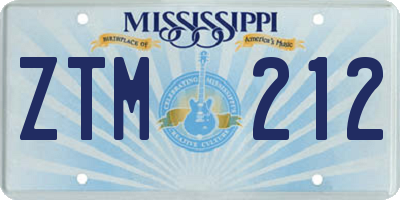 MS license plate ZTM212