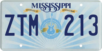MS license plate ZTM213
