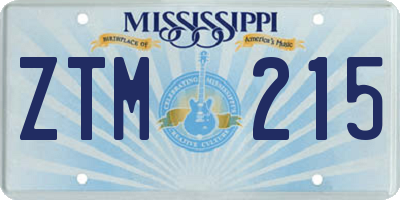 MS license plate ZTM215