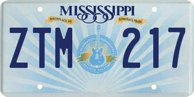 MS license plate ZTM217