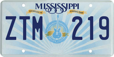 MS license plate ZTM219