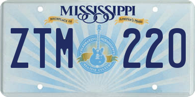 MS license plate ZTM220