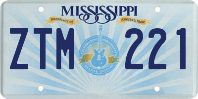 MS license plate ZTM221