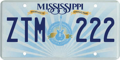 MS license plate ZTM222