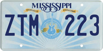 MS license plate ZTM223