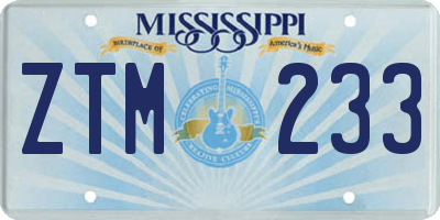 MS license plate ZTM233