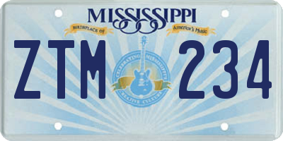 MS license plate ZTM234