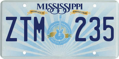 MS license plate ZTM235