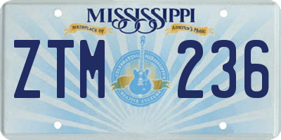 MS license plate ZTM236