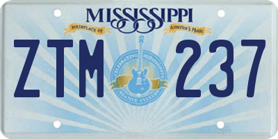 MS license plate ZTM237
