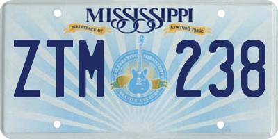 MS license plate ZTM238