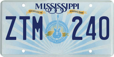 MS license plate ZTM240