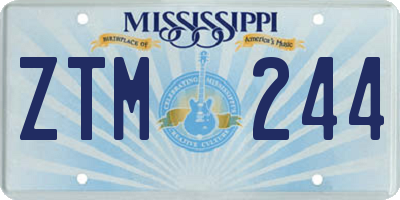 MS license plate ZTM244