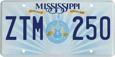 MS license plate ZTM250