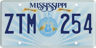 MS license plate ZTM254