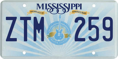 MS license plate ZTM259