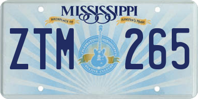 MS license plate ZTM265