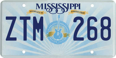 MS license plate ZTM268