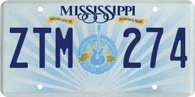 MS license plate ZTM274