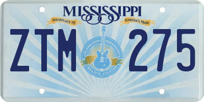 MS license plate ZTM275