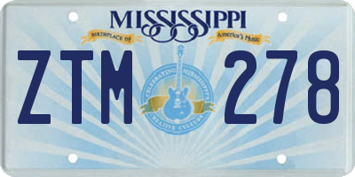 MS license plate ZTM278