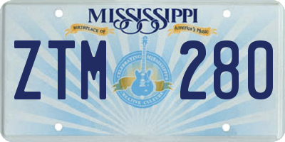 MS license plate ZTM280