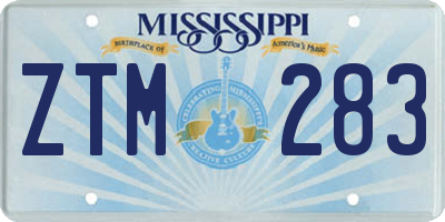 MS license plate ZTM283