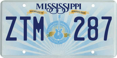 MS license plate ZTM287