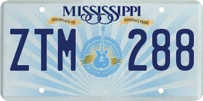 MS license plate ZTM288