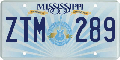 MS license plate ZTM289