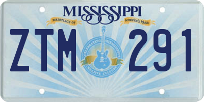 MS license plate ZTM291