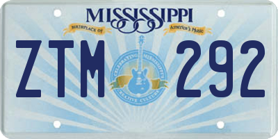 MS license plate ZTM292