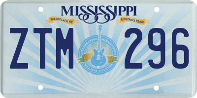 MS license plate ZTM296
