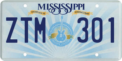 MS license plate ZTM301