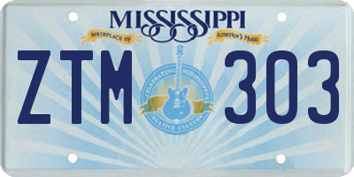 MS license plate ZTM303