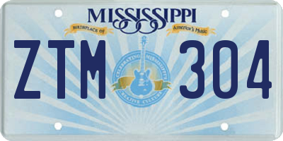 MS license plate ZTM304