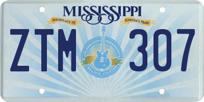 MS license plate ZTM307