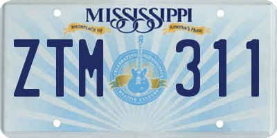MS license plate ZTM311