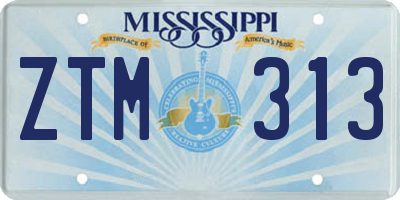 MS license plate ZTM313