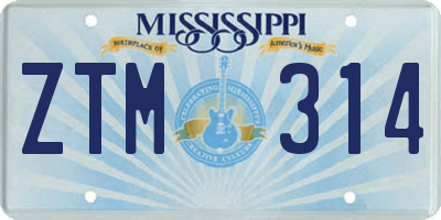 MS license plate ZTM314